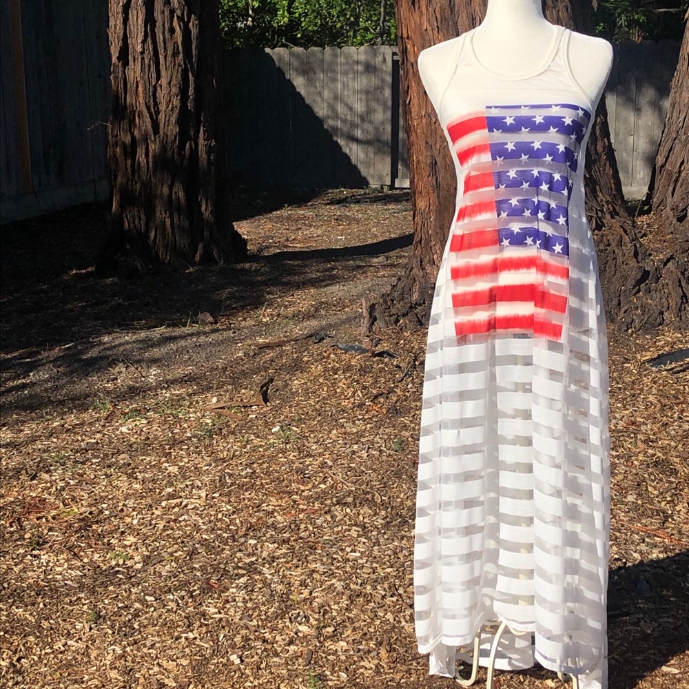 Go Couture Flag Swimsuit Coverup- Size Medium